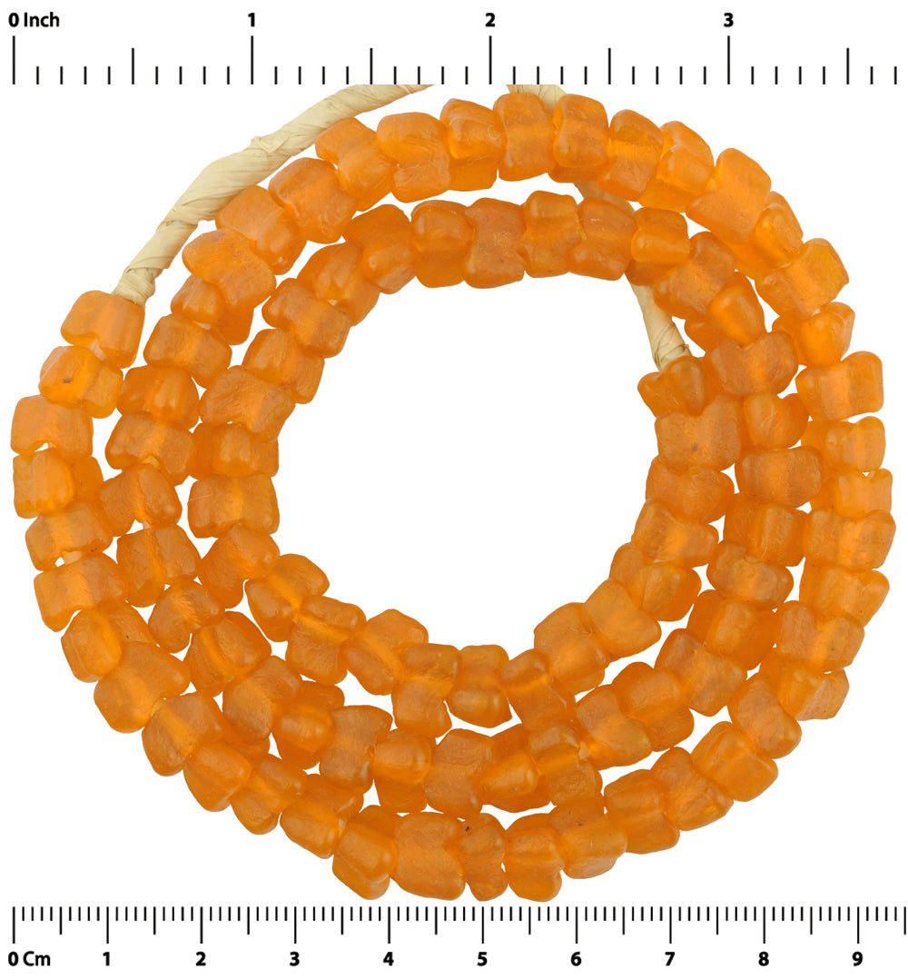Stunning Translucent Orange Krobo Glass Beads - 20" Strand - zoomed-in detail