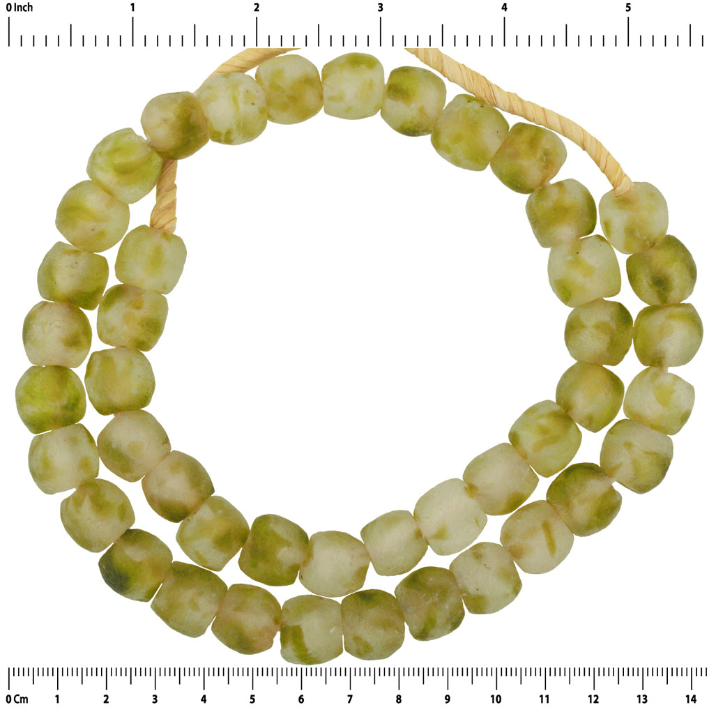 Translucent Powder Glass African Trade Beads - Handmade In Ghana - close-up