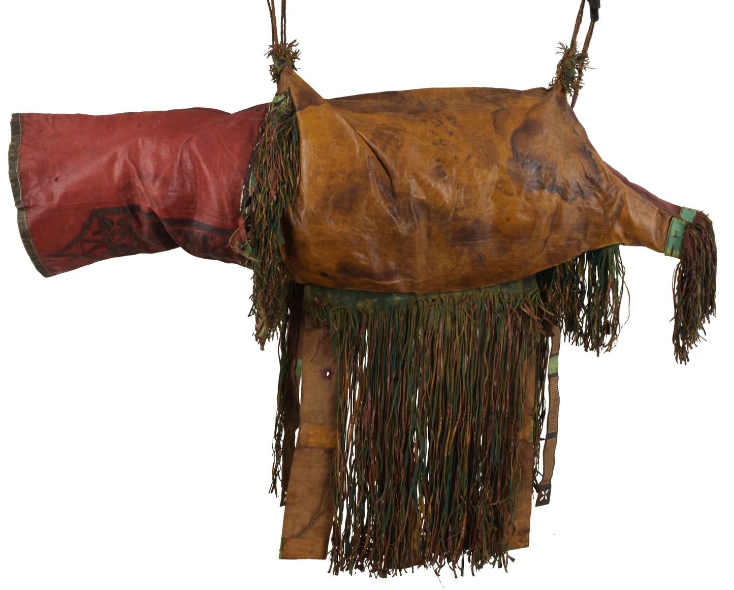 Camel Saddle Bag Old African Tuareg Leather Sahara Niger Mali Sahara Bedouin - zoomed-in detail