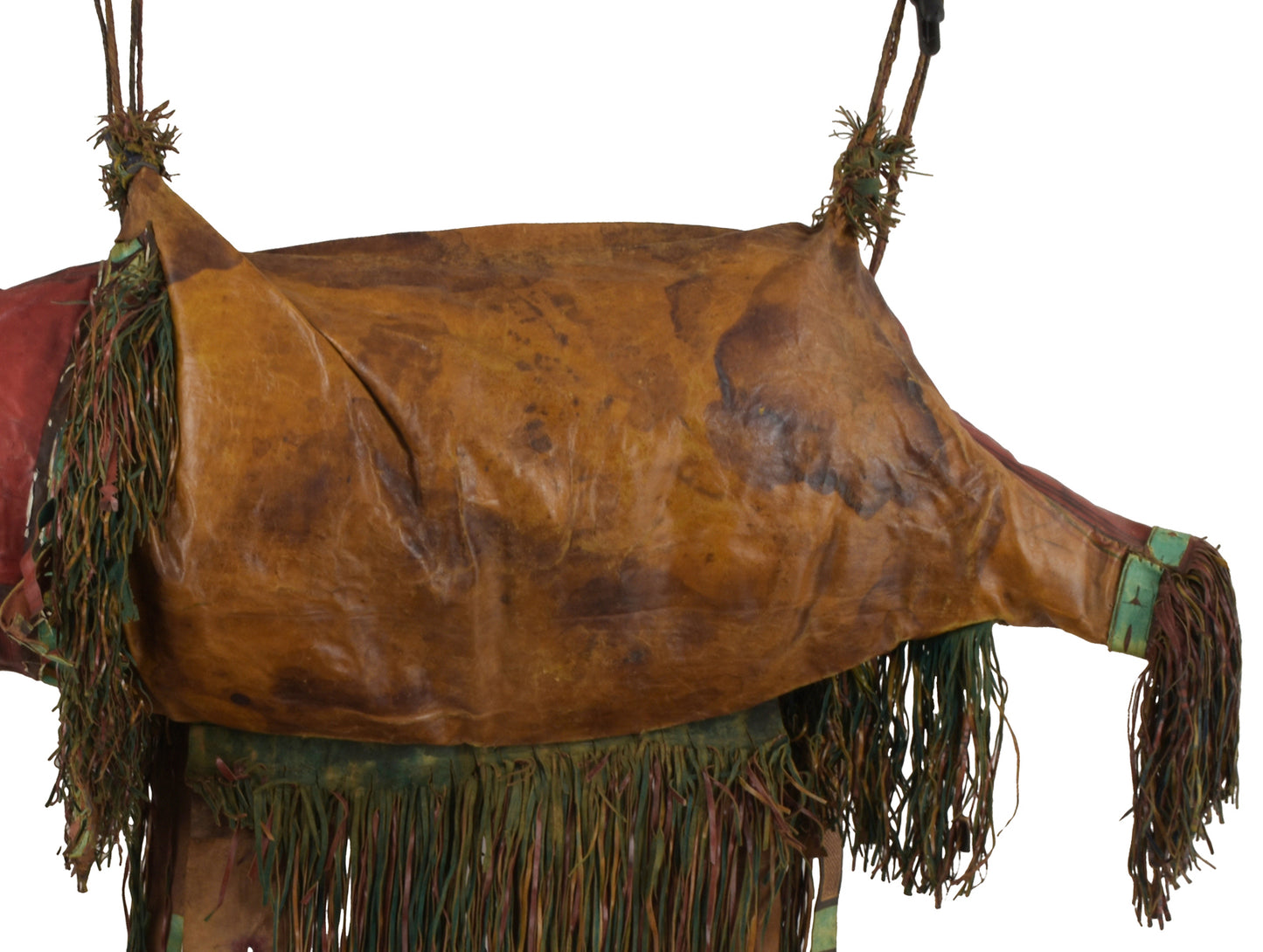 Camel Saddle Bag Old African Tuareg Leather Sahara Niger Mali Sahara Bedouin - angled shot