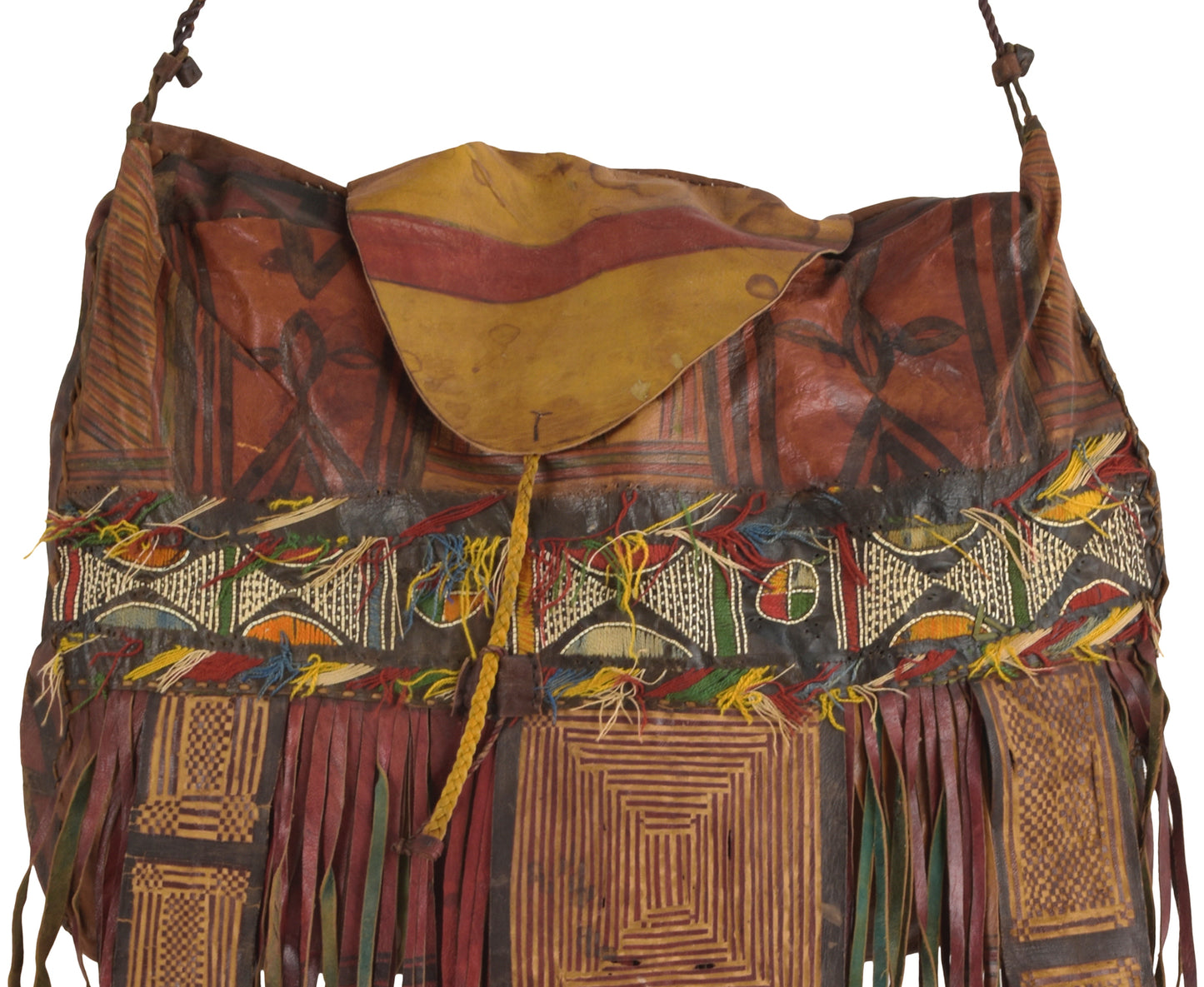 Authentic Tuareg Leather Bag – Sahara Nomad Ethnic Geometric Decor