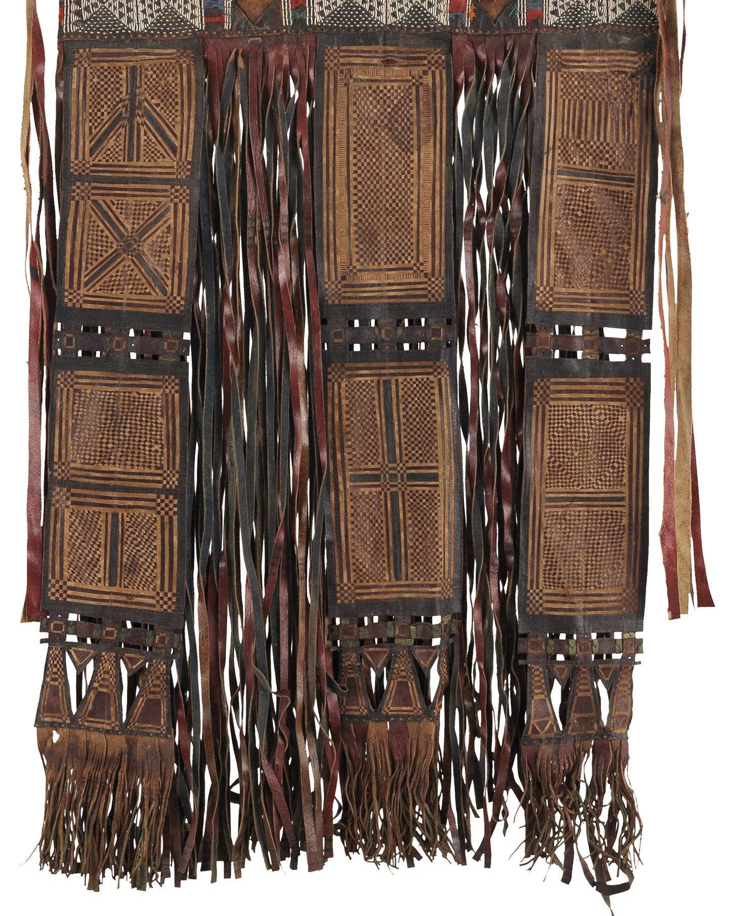 Old African Art Tuareg Bedouin Leather Tent Decoration Panel Niger - close-up