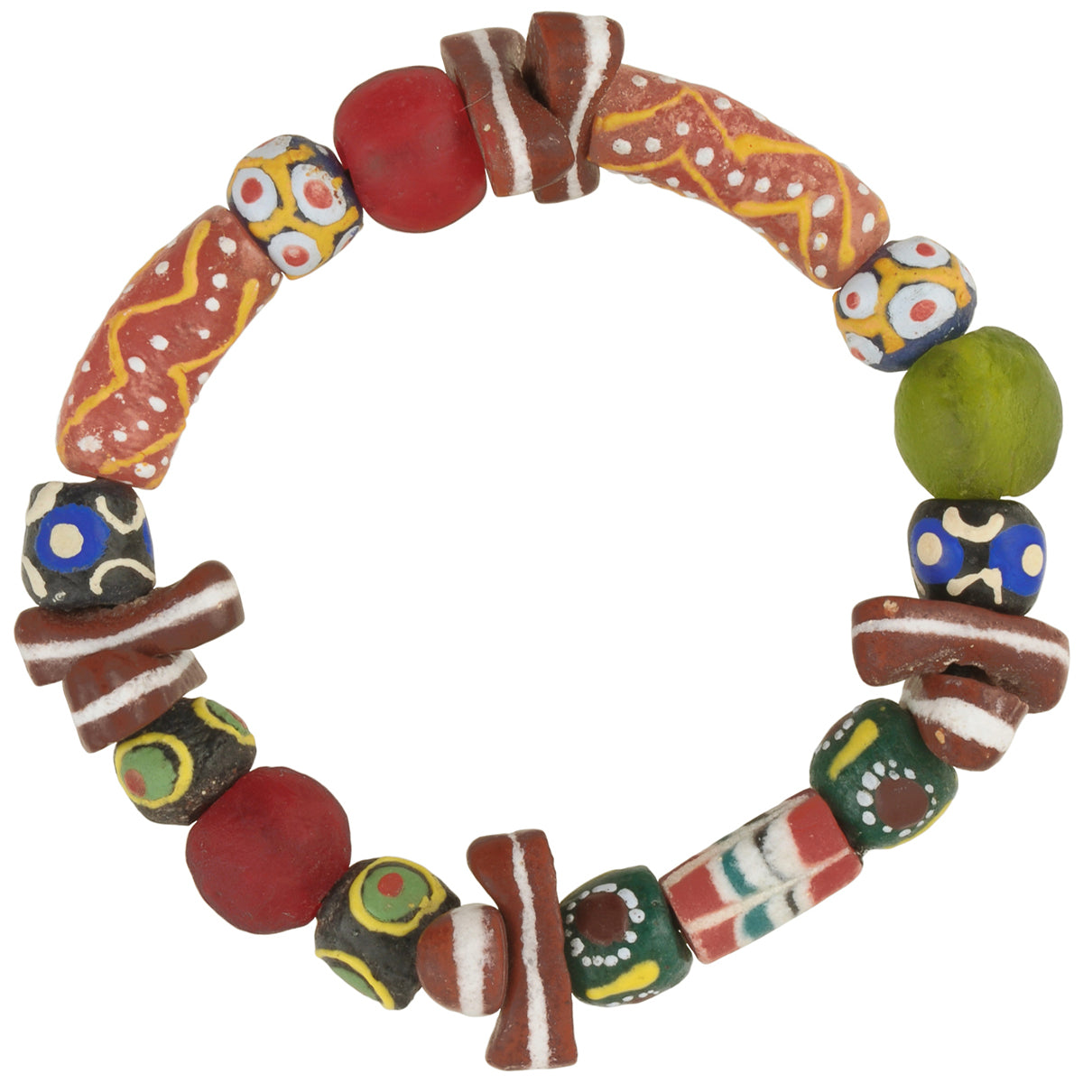 Powder Glass Recycled Beads Handmade Krobo African Trade Bracelet Stretched