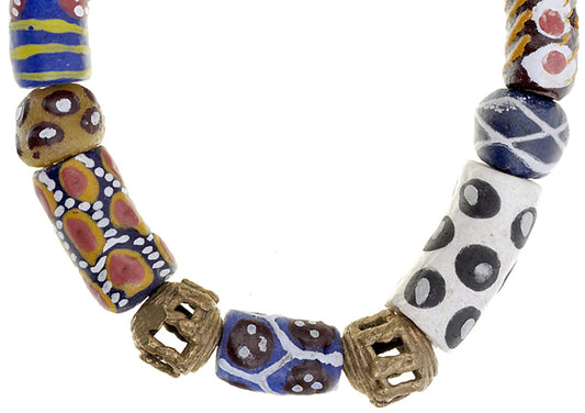 Handmade Beaded Bracelet - Brass & Glass Beads From Ghana - alternate view