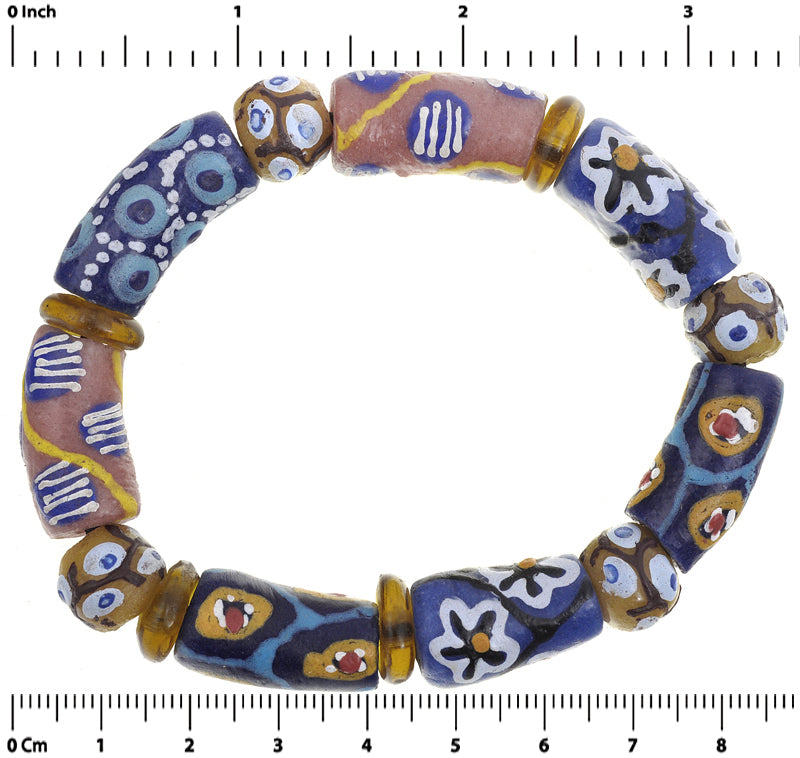 African Beaded Bracelet - Handmade Krobo Glass Beads Jewelry - zoomed-in detail