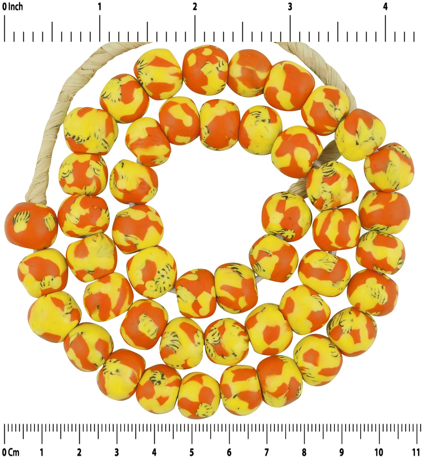 Handmade Beads Recycled Seed Glass Ghana African Krobo Necklace Tumbled - zoomed-in detail