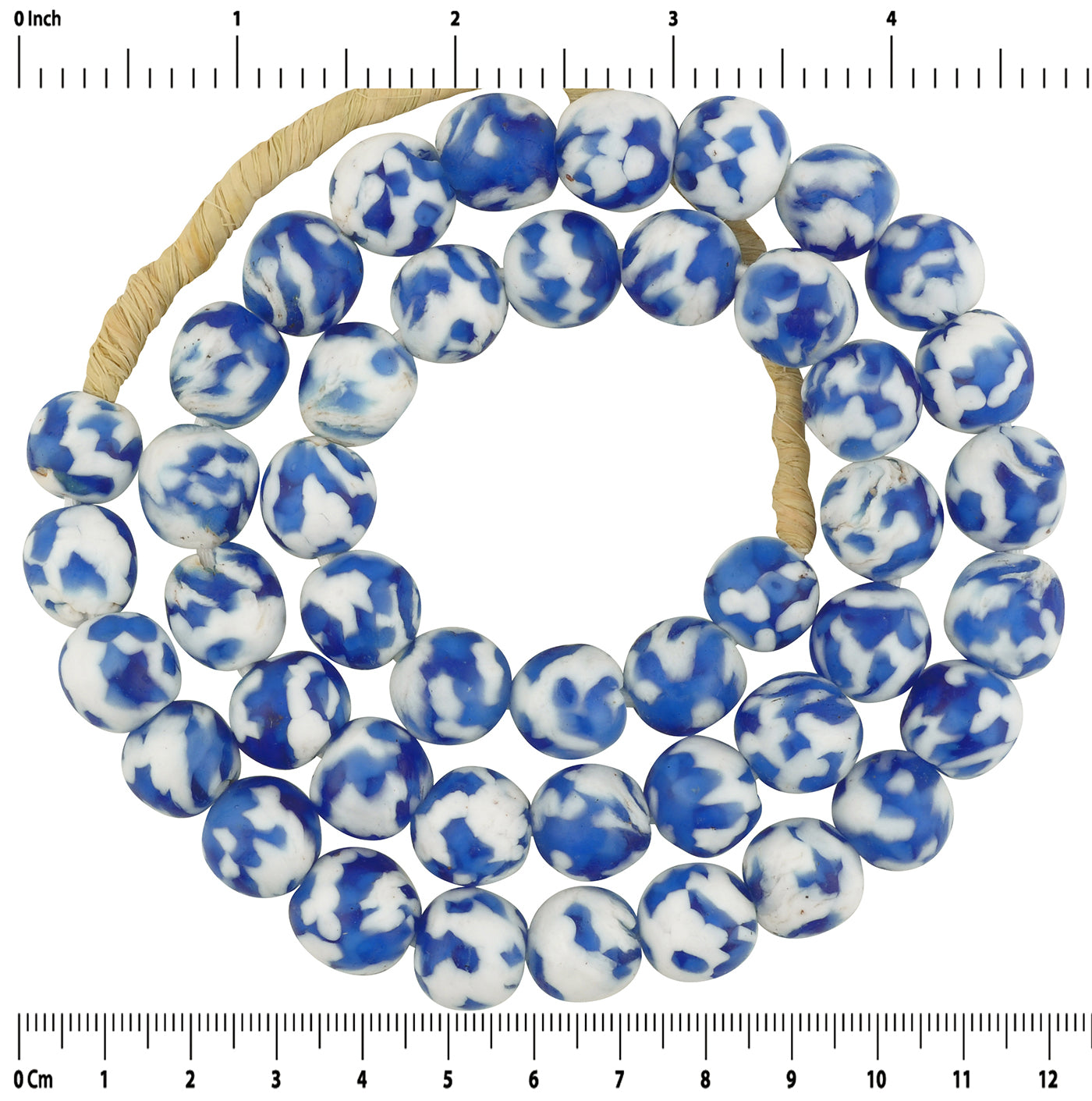 Handmade Ghana Recycled Glass Beads - African Trade Beads - zoomed-in detail