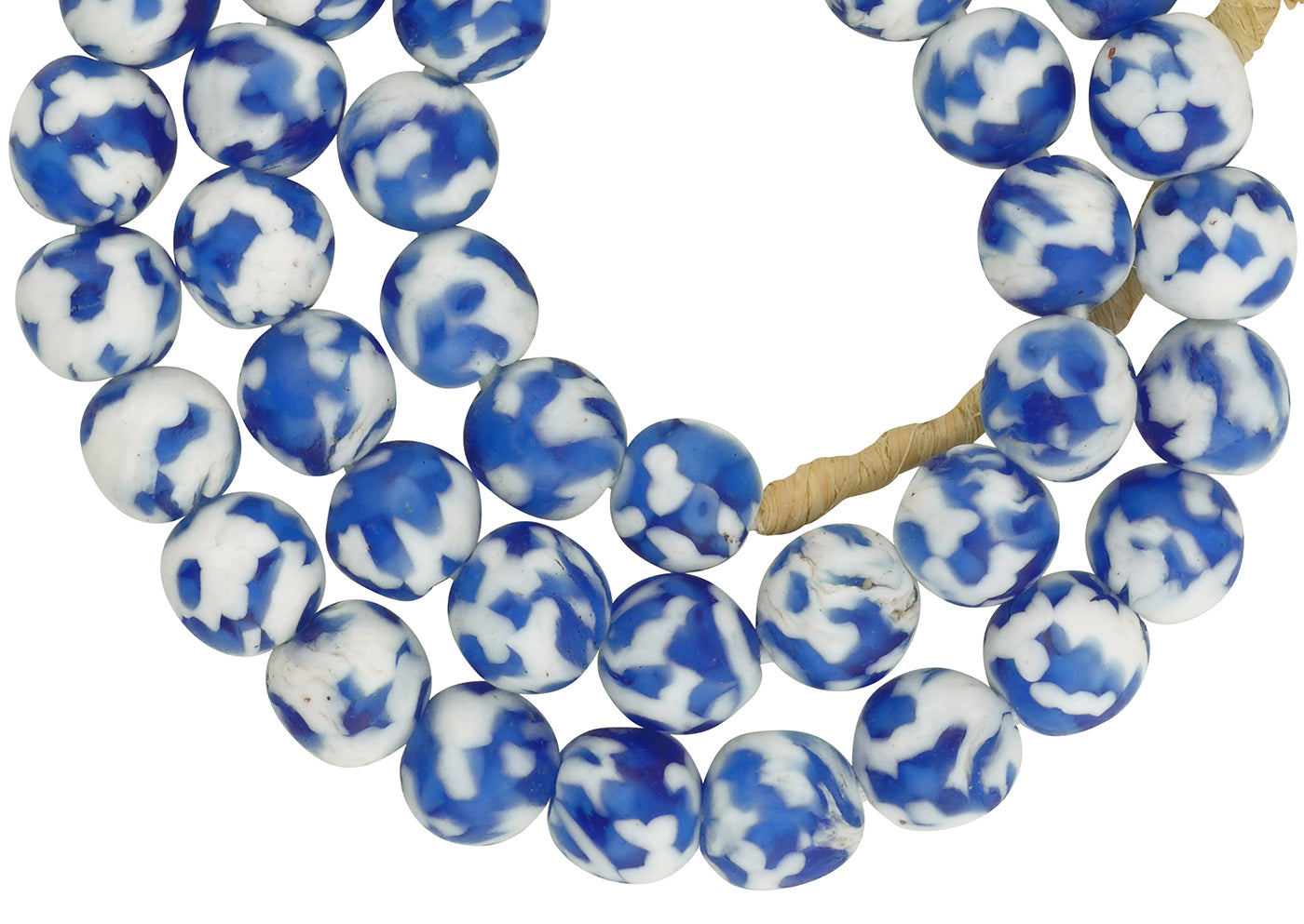 Handmade Ghana Recycled Glass Beads - African Trade Beads - close-up