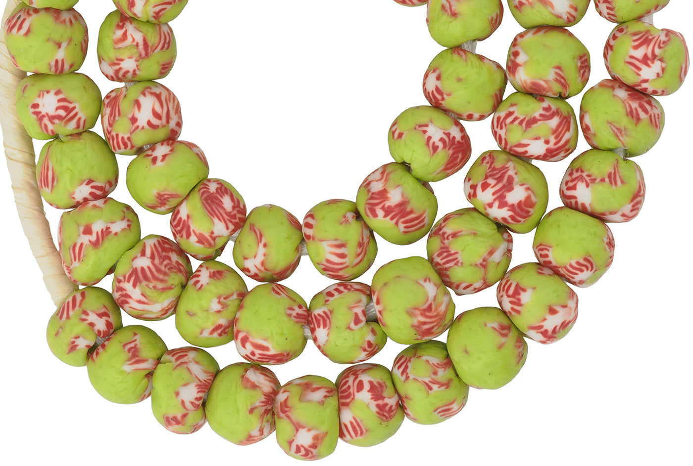 African Trade Beads: 10-11Mm Recycled Ghana Glass Beads - close-up