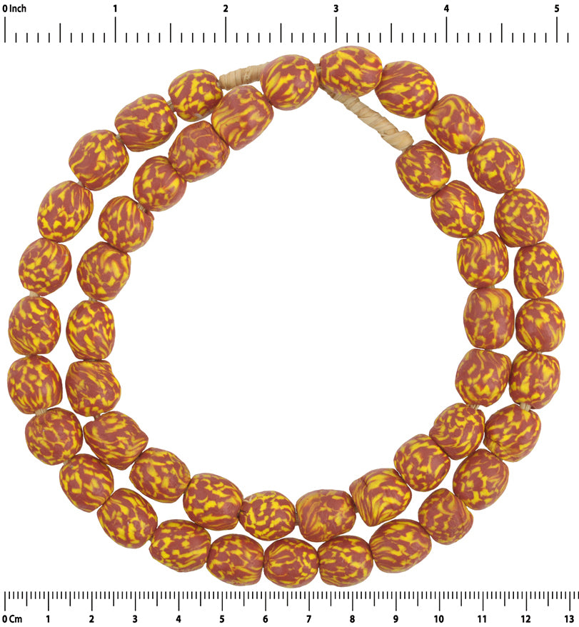 African Trade Beads: Ghana Fused Glass Beads, 10-11Mm - close-up