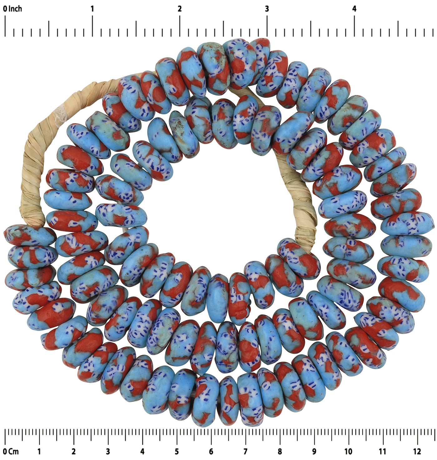 Large African Trade Disks Glass Beads - Fused Ghana Glass Beads - zoomed-in detail