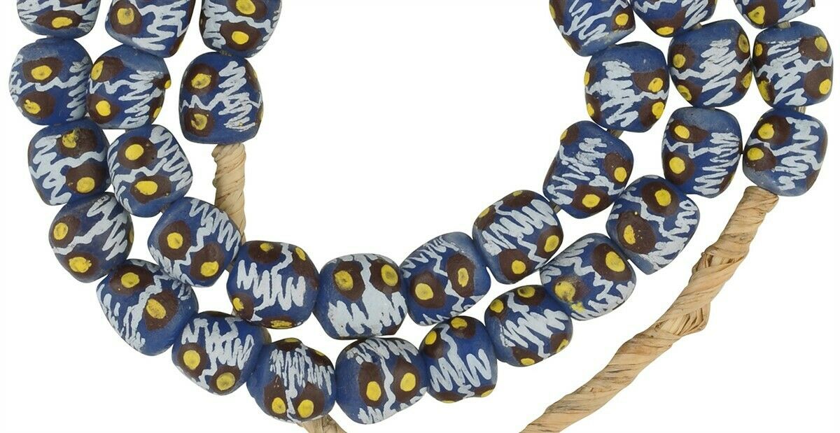 African Trade Beads - Fancy Recycled Glass Krobo Beads From Ghana - cropped detail