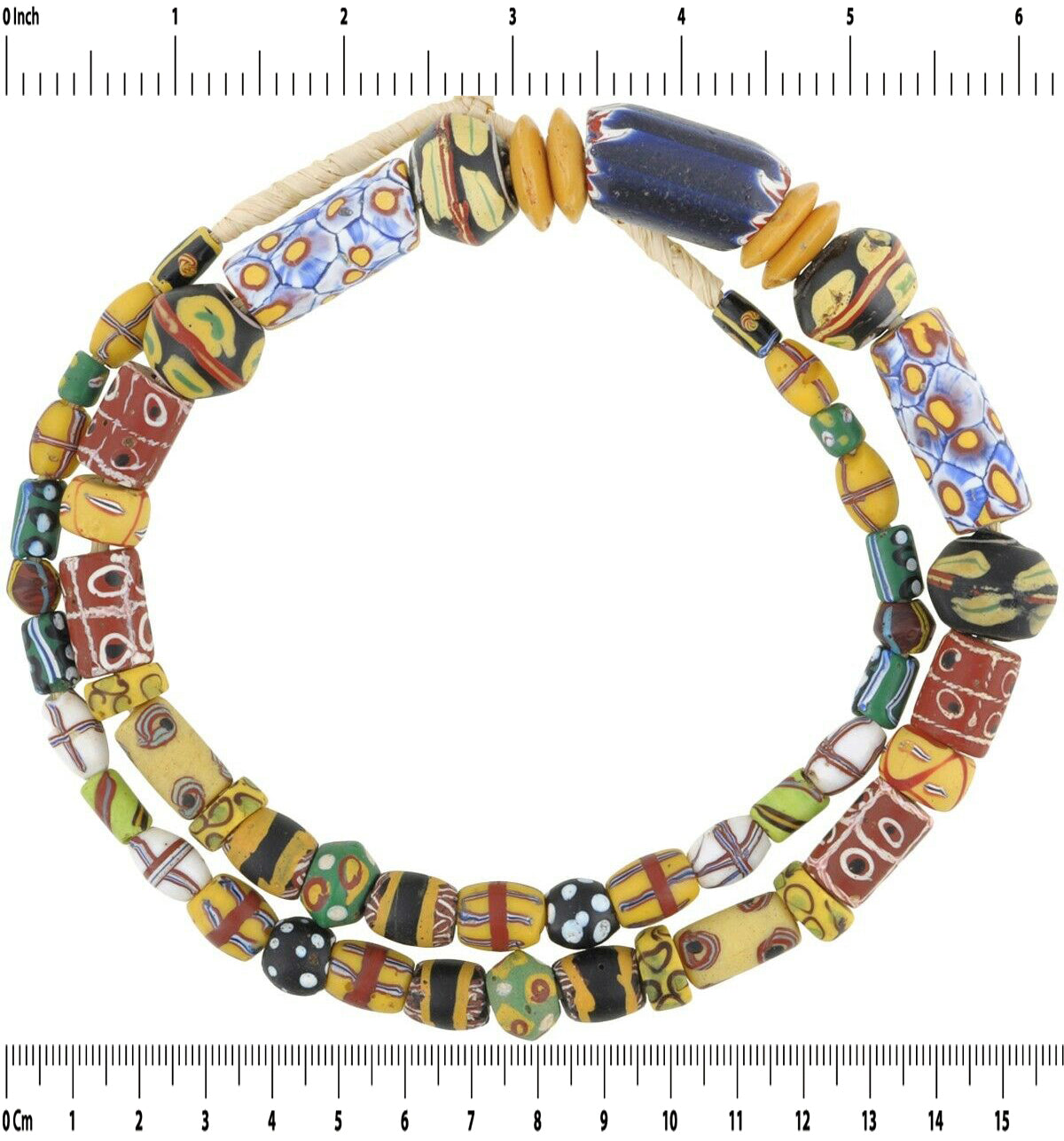 Antique African Trade Beads Venetian Glass Millefiori Chevron King French Cross - zoomed-in detail