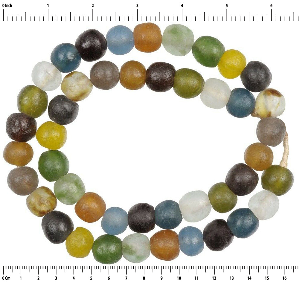 Colorful Translucent Bottle Glass Beads - African Trade Beads - close-up