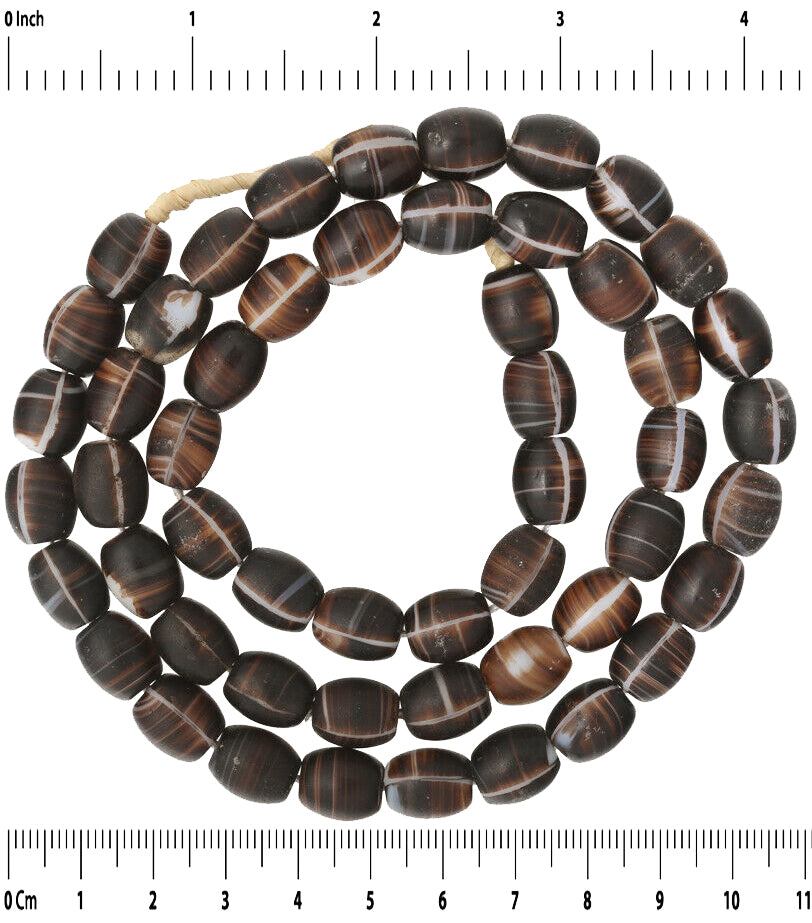 Old Czech "Coffee Bean" Glass Trade Beads - Vintage Bohemian Beads - close-up