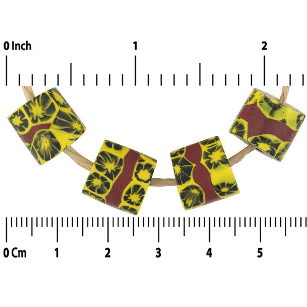 Antique Banded Millefiori Venetian Mosaic African Trade Beads - close-up