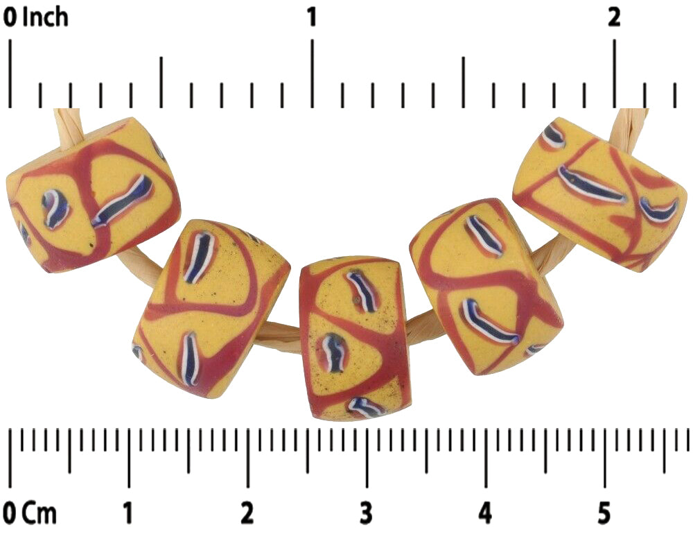 Antique Yellow Venetian Lampwork Beads - African Trade Beads - alternate view