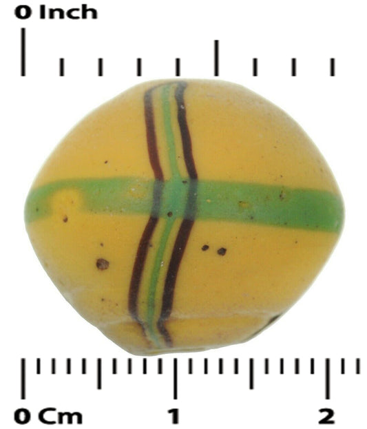 Antique Yellow Bicone "King" Venetian Lampwork Glass Trade Bead - alternate view
