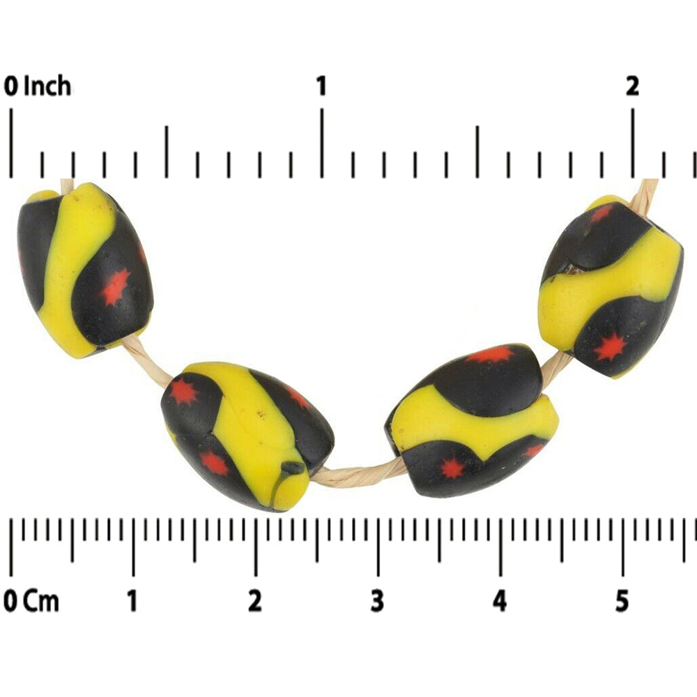 Antique Oval African Trade Beads - Venetian Millefiori Mosaic Glass - close-up