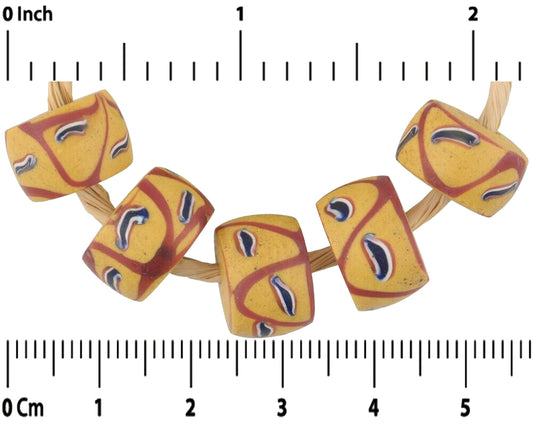 Antique Yellow Fancy Venetian Wound Glass Trade Beads - alternate view