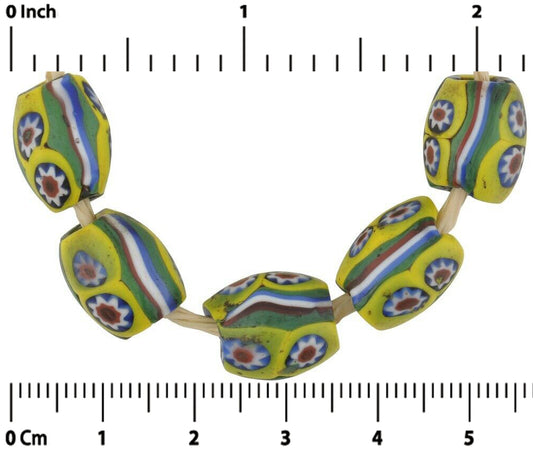 Rare Antique Oval African Trade Millefiori Mosaic Beads - alternate view