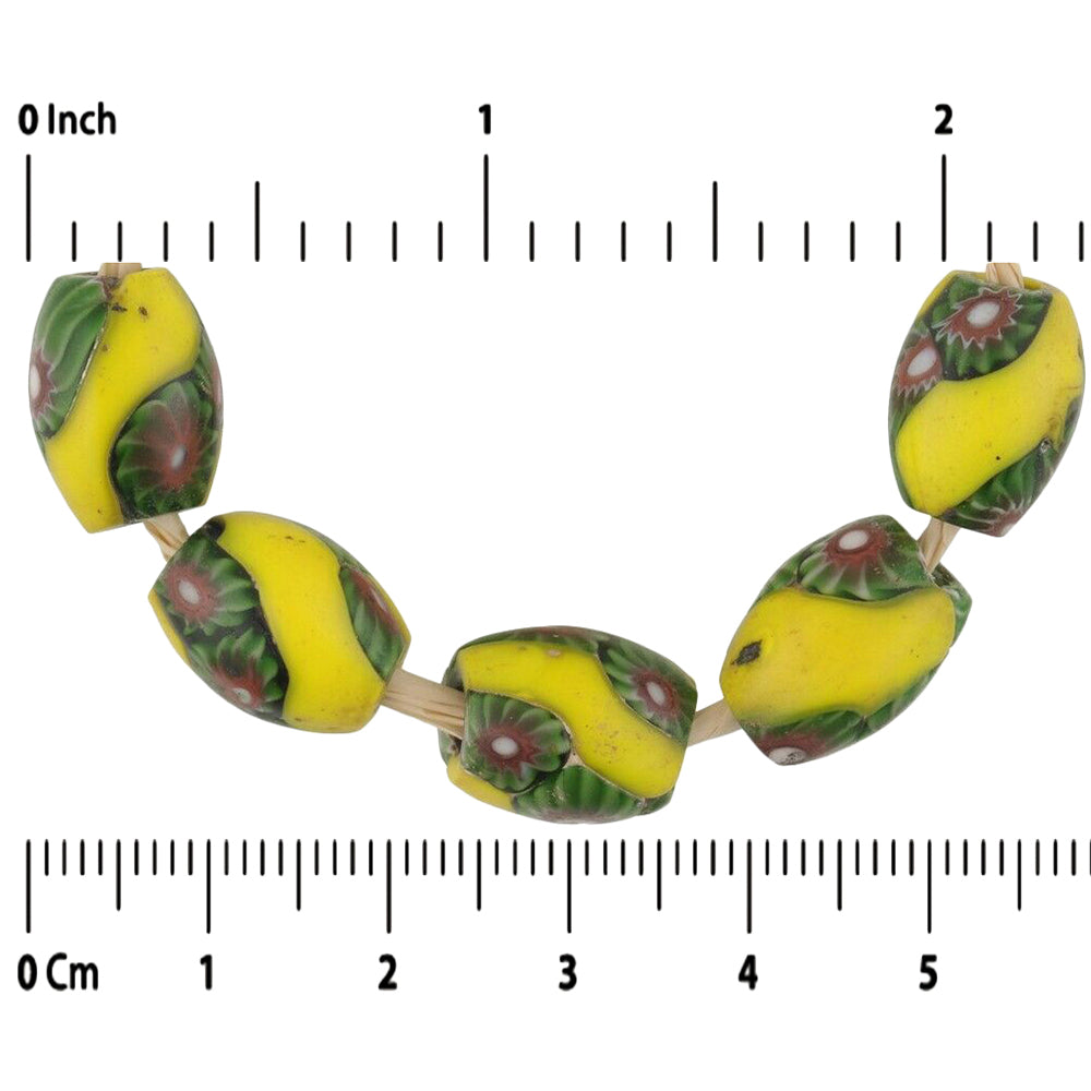 Antique Oval Venetian Millefiori African Trade Beads - close-up