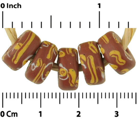 Rare Antique Brick Color Venetian Lampwork Glass Trade Beads - alternate view