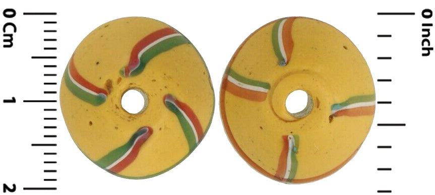 Antique Yellow Bicone Venetian Lampwork Glass Trade Beads - African Trade - alternate view