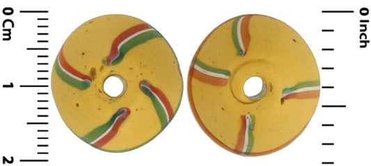 Antique Yellow Bicone Venetian Lampwork Glass Trade Beads - African Trade - alternate view