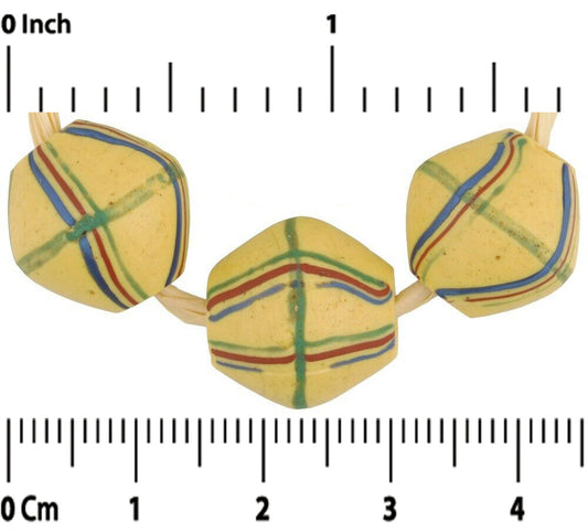 Antique Yellow Bicone "King" Venetian Lampwork Glass Trade Beads - alternate view