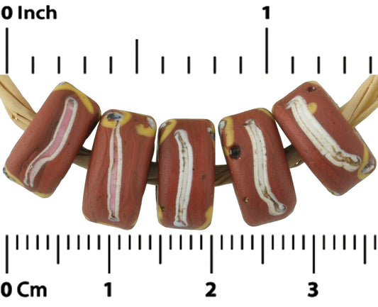 Antique Brick Fancy Venetian Lampwork Glass Trade Beads - 10Mm - alternate view