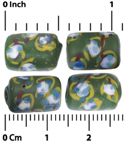 Rare Antique Green "Ghost" African Trade Lampwork Beads - alternate view