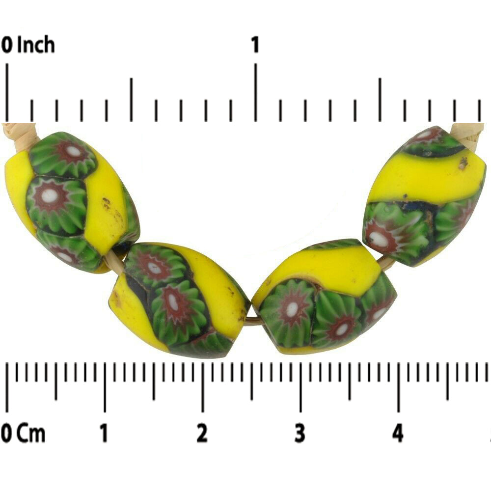 Antique Venetian African Trade Millefiori Mosaic Glass Beads - close-up