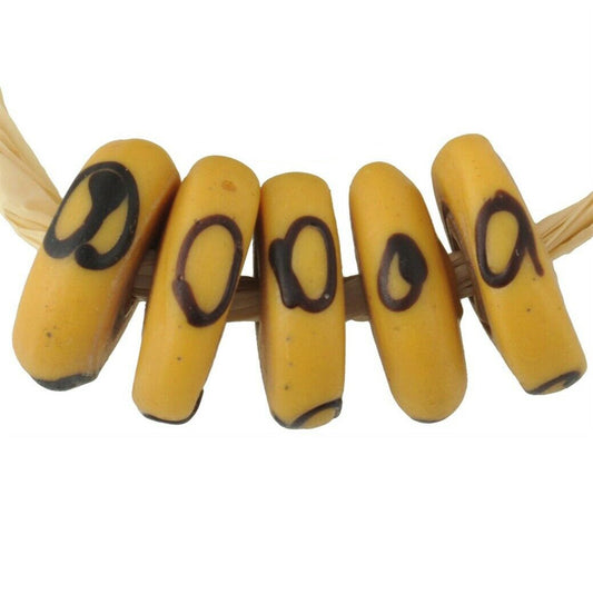 Rare Large Yellow Venetian Lampwork Beads - Antique African Trade - alternate view