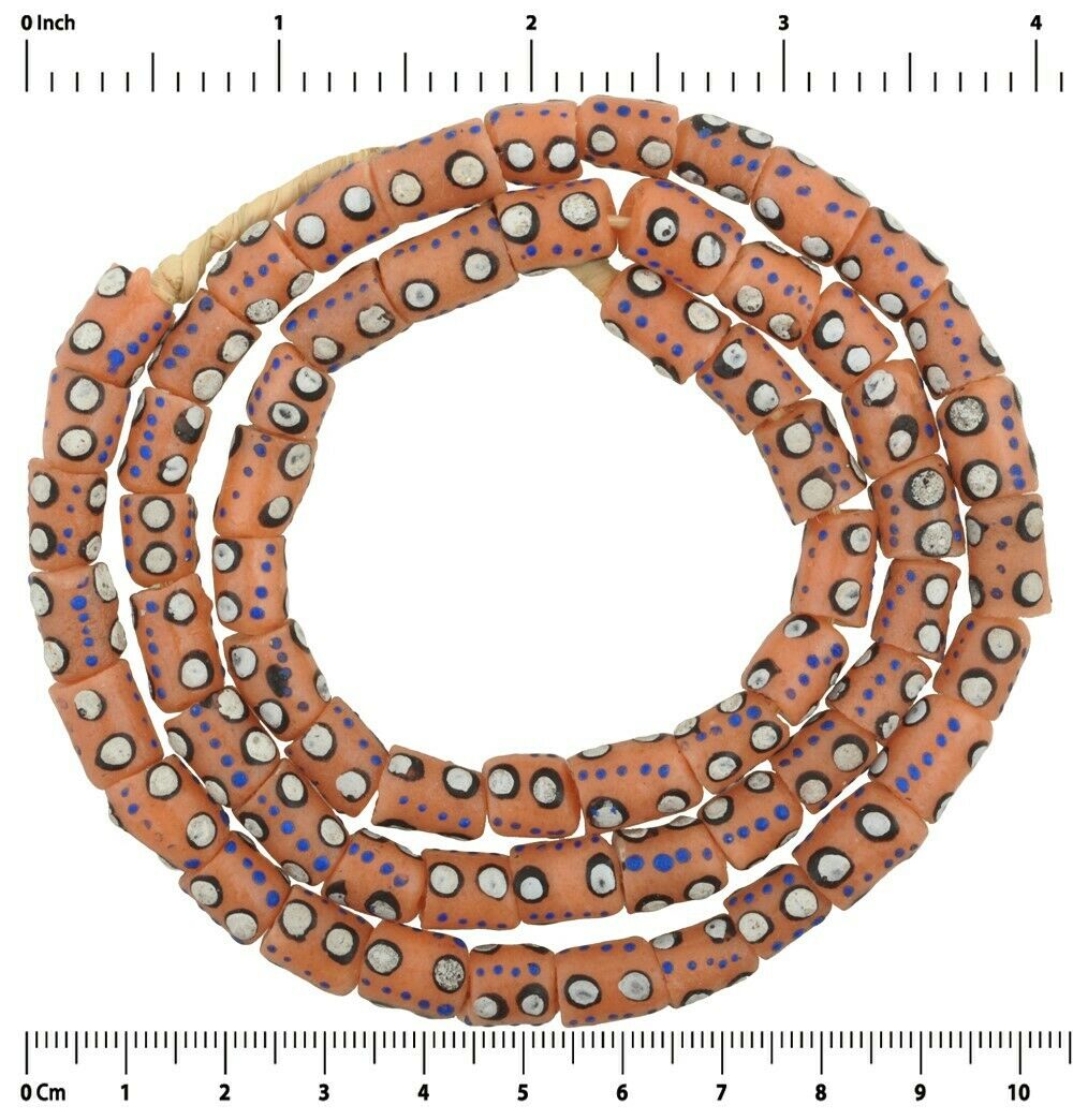 Handmade Ghana Fancy Powder Glass Beads - West Africa - close-up