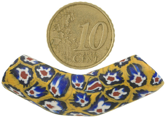 Rare Antique Elbow Millefiori Venetian Mosaic Glass Trade Bead, 46Mm - alternate view