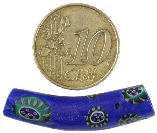Rare Antique "Peacock" Elbow Millefiori Venetian Mosaic Trade Bead - 33Mm - alternate view