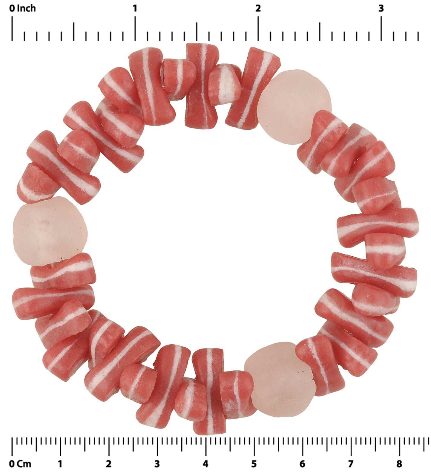 Handmade African Beaded Bracelet - Interlocking Glass Beads - zoomed-in detail