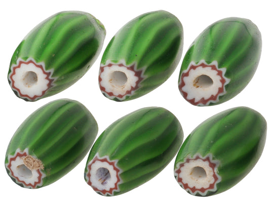 Large Green 4 Layer Chevron Beads | Antique Venetian Trade Set - alternate view