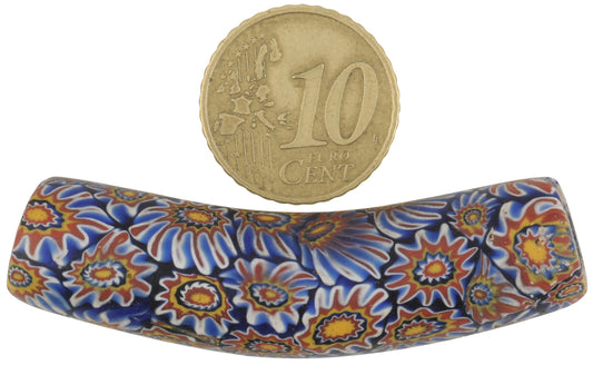 Antique Large Elbow Millefiori Venetian Mosaic Glass Trade Bead - alternate view