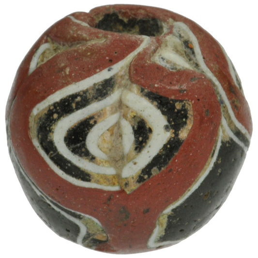 Antique Large Islamic Folded Glass Trade Bead - Fustat, 1200 Ad - alternate view