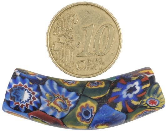Rare Antique Large Elbow Venetian Millefiori Mosaic Trade Bead - African Trade - alternate view