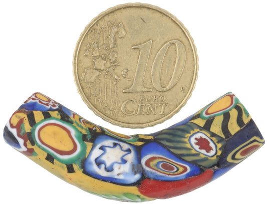 Rare Large Elbow Multimurrine Antique Venetian Mosaic Trade Bead - alternate view