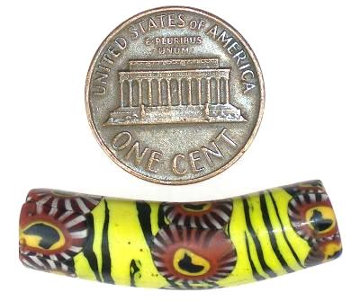 Rare Antique Murano Bird Millefiori Elbow Bead - Venetian Mosaic Trade Bead - alternate view