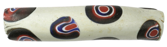 Rare Large Antique Elbow Venetian Millefiori Trade Bead, 64X14Mm, Mosaic Glass - alternate view