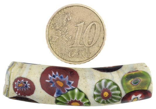 Rare Antique Large Multimurrine Millefiori Venetian Glass Trade Bead 48X12Mm - alternate view