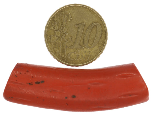 Rare Red Elbow Venetian Lampwork Trade Bead Imitating Red Coral, 48Mm - alternate view