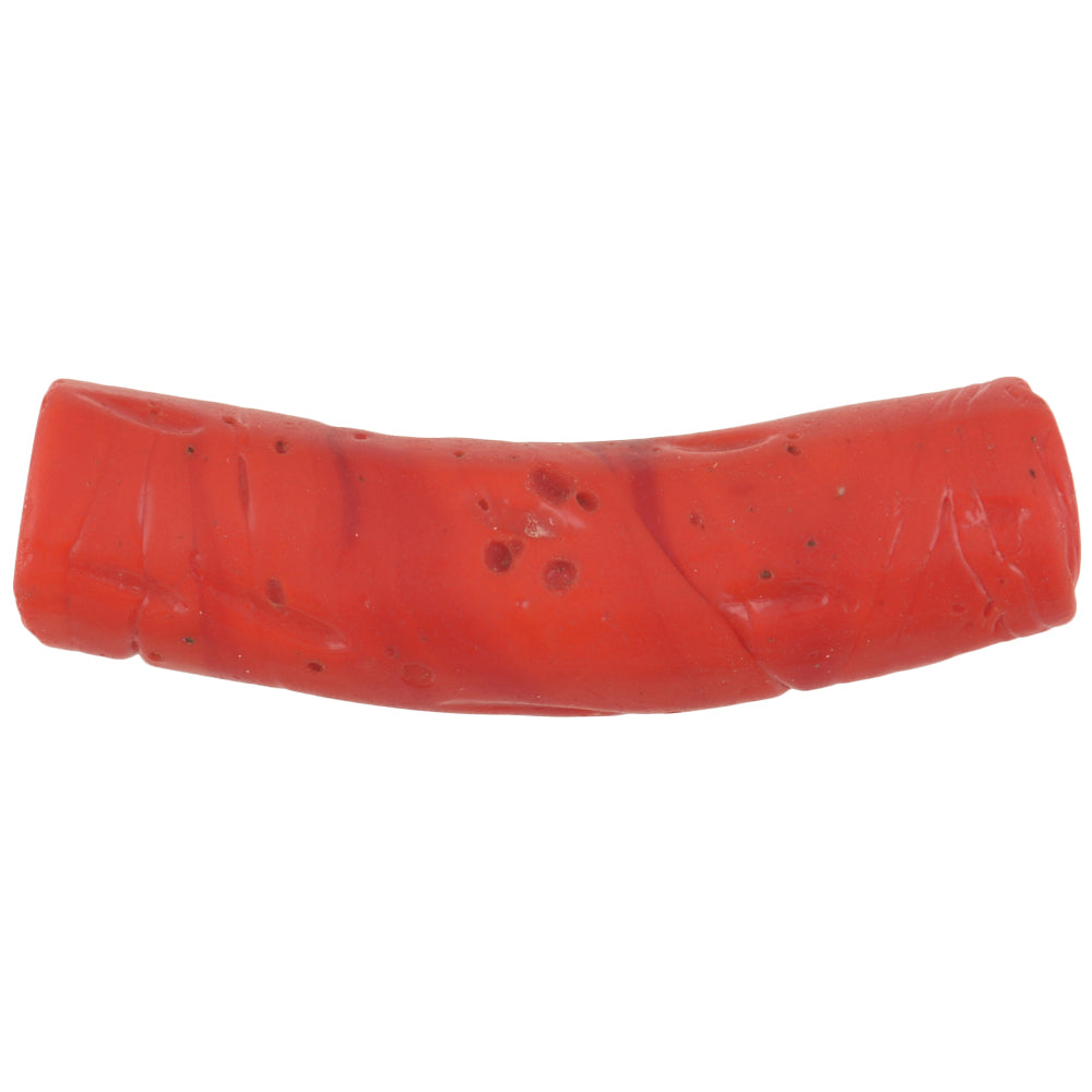 Rare Red Elbow Antique Venetian Glass Trade Bead Imitating Coral