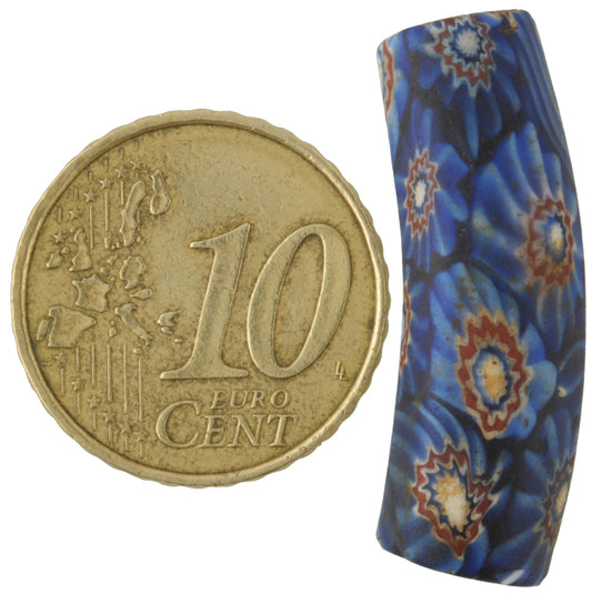 Antique Venetian Millefiori Mosaic Glass Elbow Trade Bead 29X9Mm - African Trade - alternate view