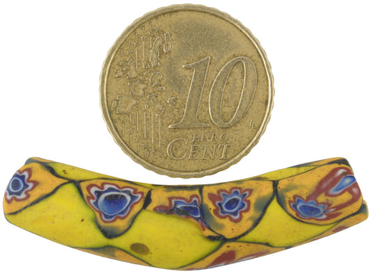 Antique Elbow Venetian Millefiori Mosaic Trade Bead - 41X8Mm - alternate view